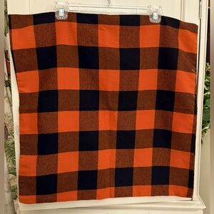 Pillow Covers (2) black, and orange plaid 21" x 21" square